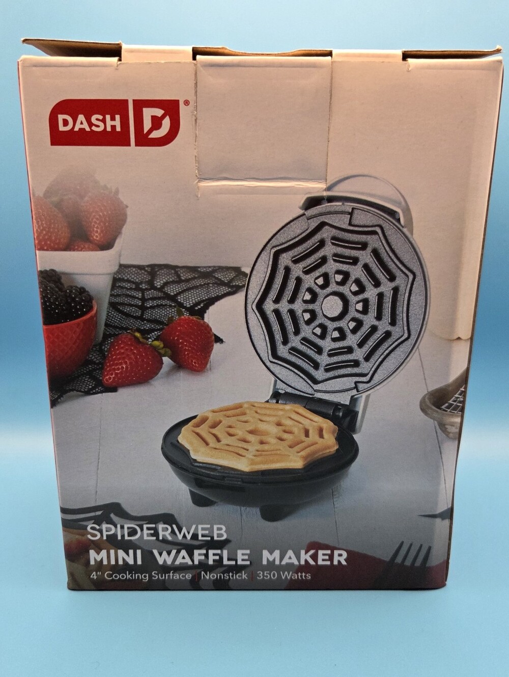 Dash Halloween Spiderweb Mini Waffle Maker 4" Nonstick 350W - New